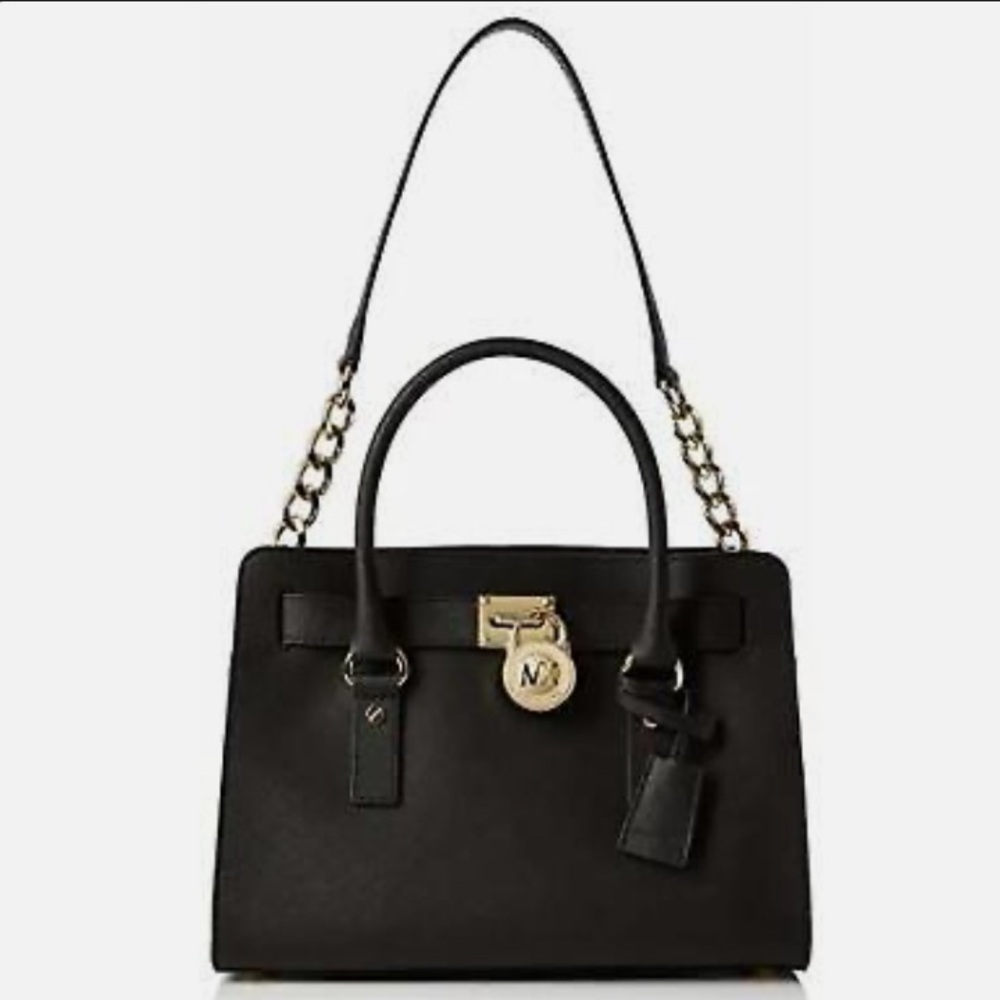 Michael Kors Medium “Hamilton” Bag in Black & Gold